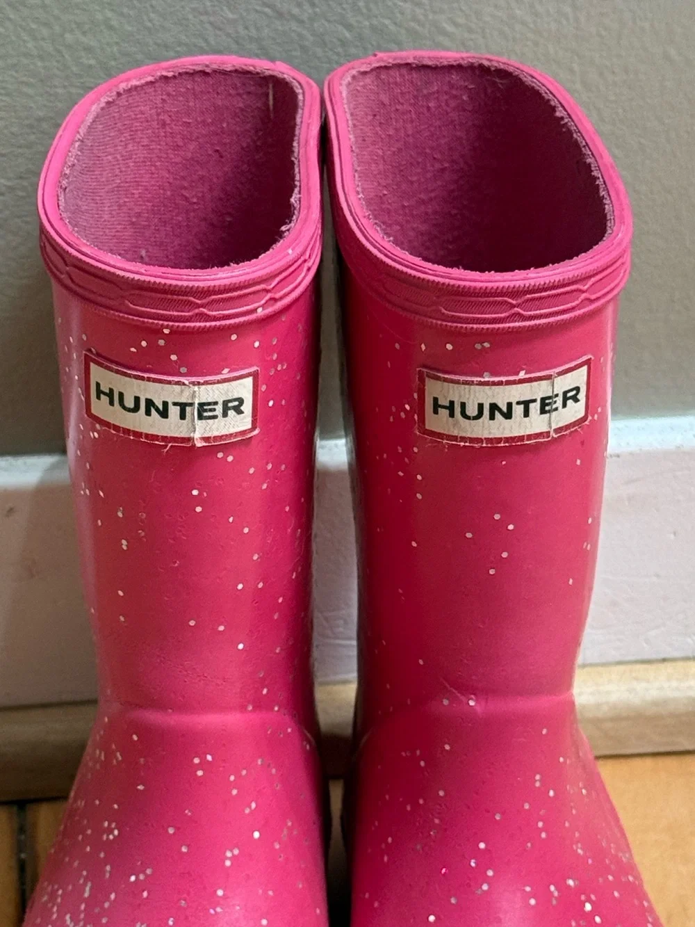Hunter Kids Hot Pink Glitter Rain Boots